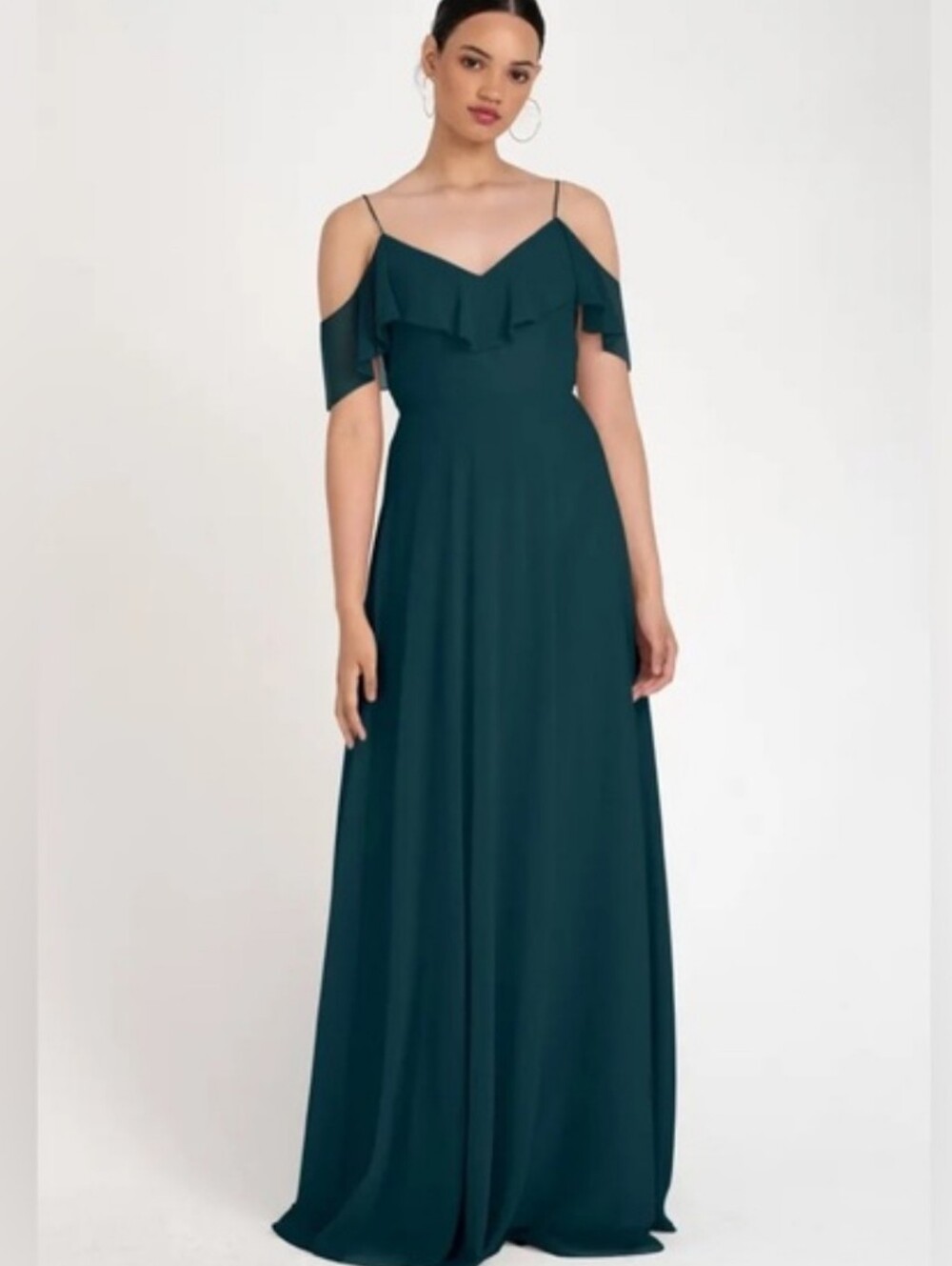 Jenny Yoo Mika Dress Caspian Sea Forest Green Bridesmaid Maxi Dress Size 14 - Picture 3 of 16
